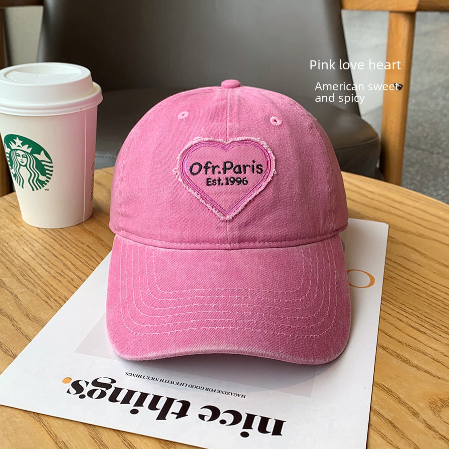 Wholesale Spring and summer large head circumference hot girl heart retro soft top baseball cap